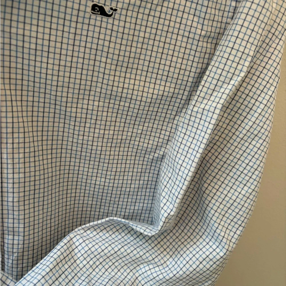 Boys large 16 Blue Check stripe dress casual longsleeeve button down shirt